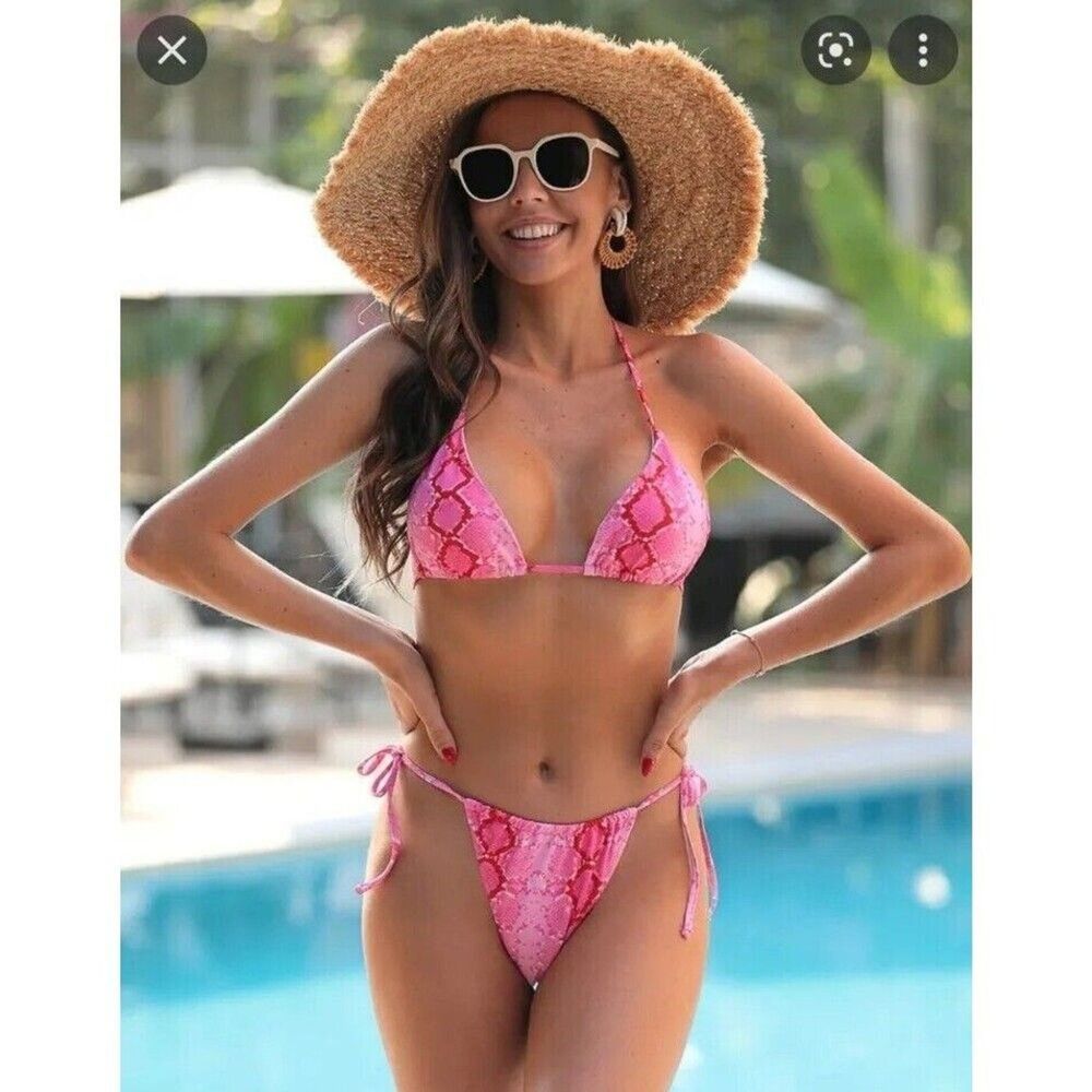 Blooming Jelly Womens S 2pc Brazilian Bikini Swimsuit Bathing Suit Pink Sexy